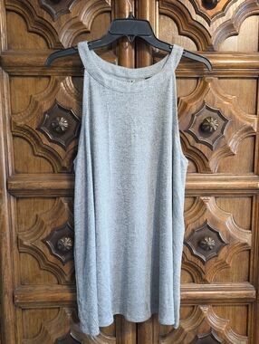 torrid Light Gray Ribbed High-Neck Swing Tank